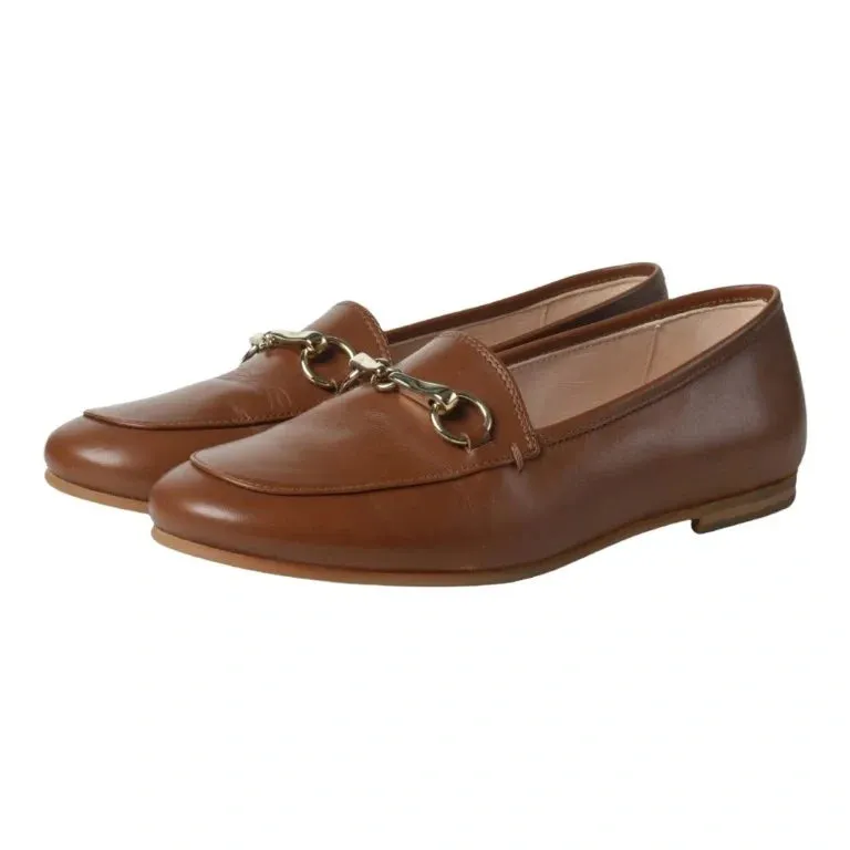 1200 - Tan Soft Leather Flat Loafer for Girl/Boy by London Kids