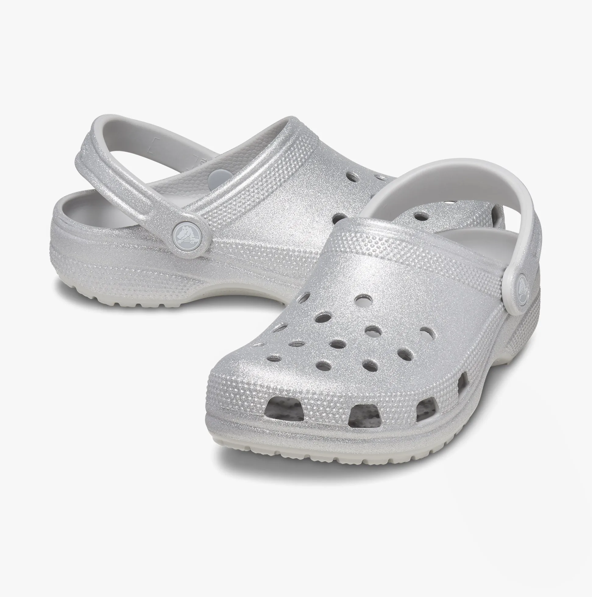 205942-0IC CLASSIC GLITTER LINED Womens Clogs Silver Glitter
