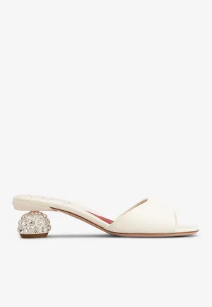55 Crystal-Embellished Leather Mules