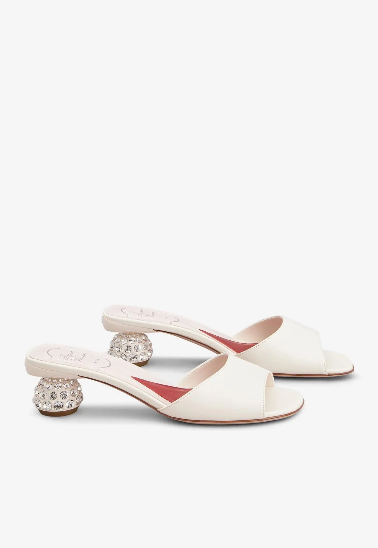 55 Crystal-Embellished Leather Mules