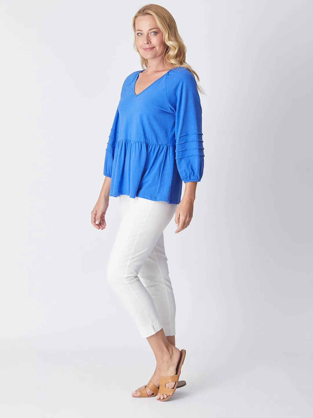 7/8 Slim Cottolen Stretch Pull on Pant COTTOLENE the new bengaline) -  White 24152- S