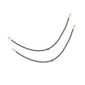925 Sterling Silver Evil Eye Black Beaded Anklets For Women