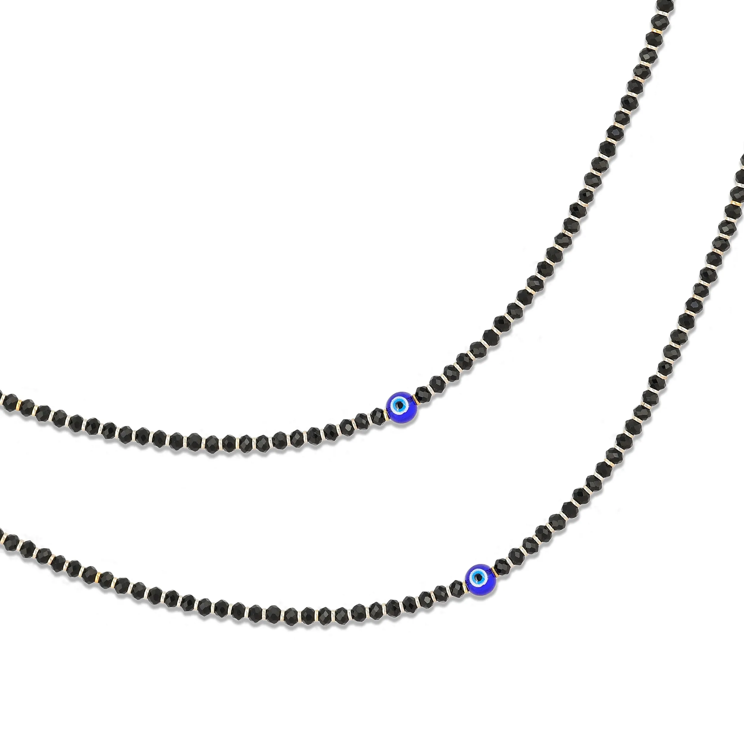 925 Sterling Silver Evil Eye Black Beaded Anklets For Women