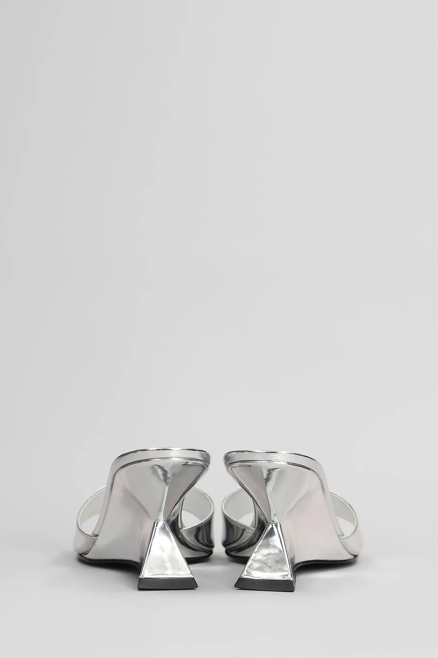 Abbie Sculpt Slipper-Mule in silver leather