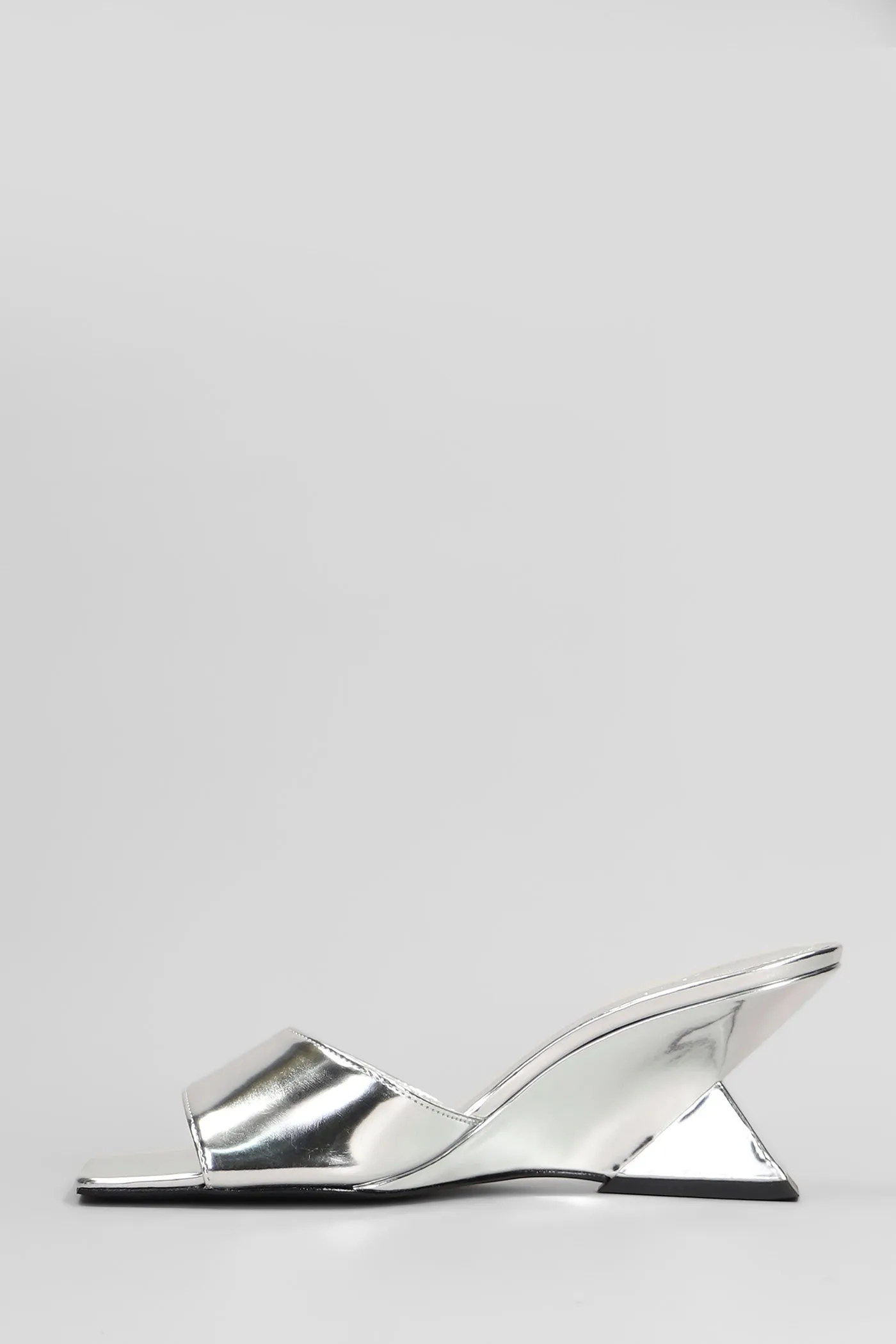 Abbie Sculpt Slipper-Mule in silver leather