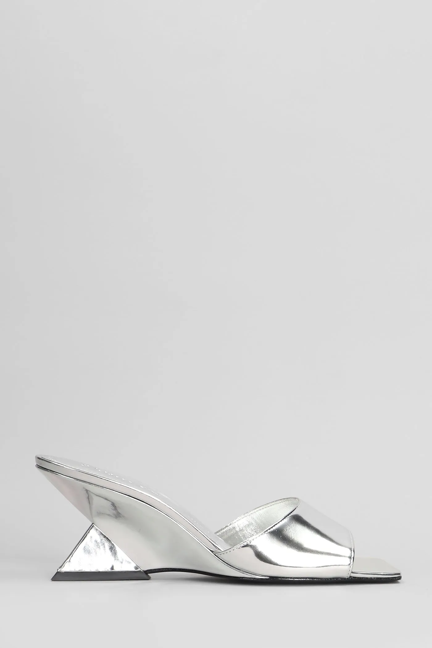 Abbie Sculpt Slipper-Mule in silver leather