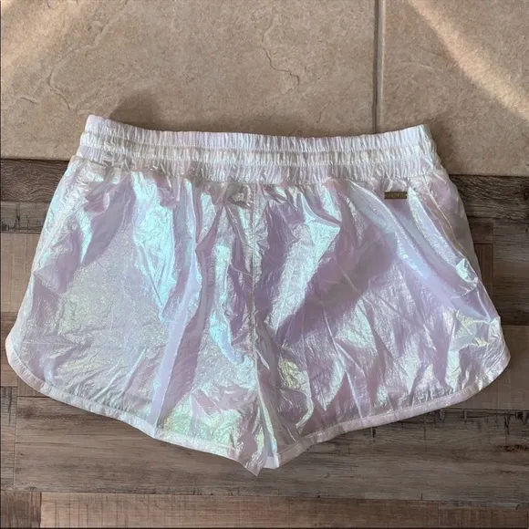 ALALA Etoile Iridescent Opal High Rise Running Athletic Shorts NEW Small