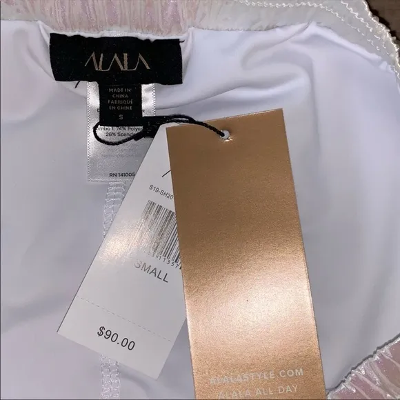 ALALA Etoile Iridescent Opal High Rise Running Athletic Shorts NEW Small