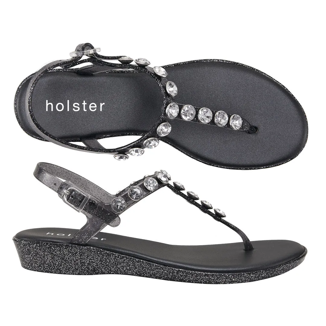 Amalfi Wedge - Clear Graphite Glitter