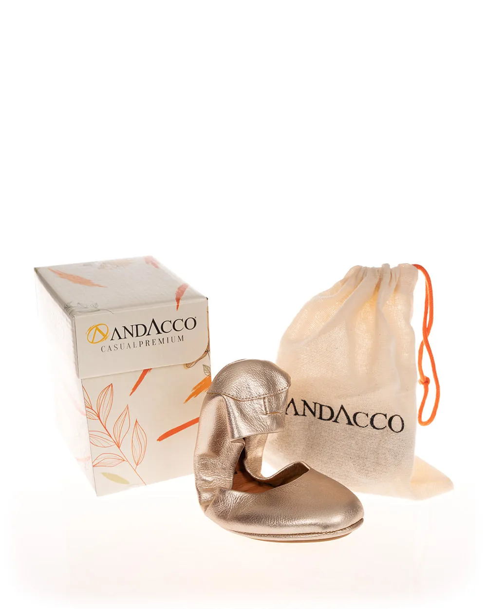 Andacco 1350 Gold Metalic Soft Leather Ballet