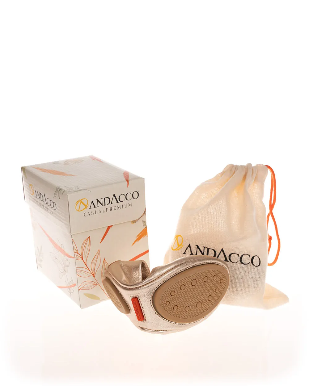 Andacco 1350 Gold Metalic Soft Leather Ballet
