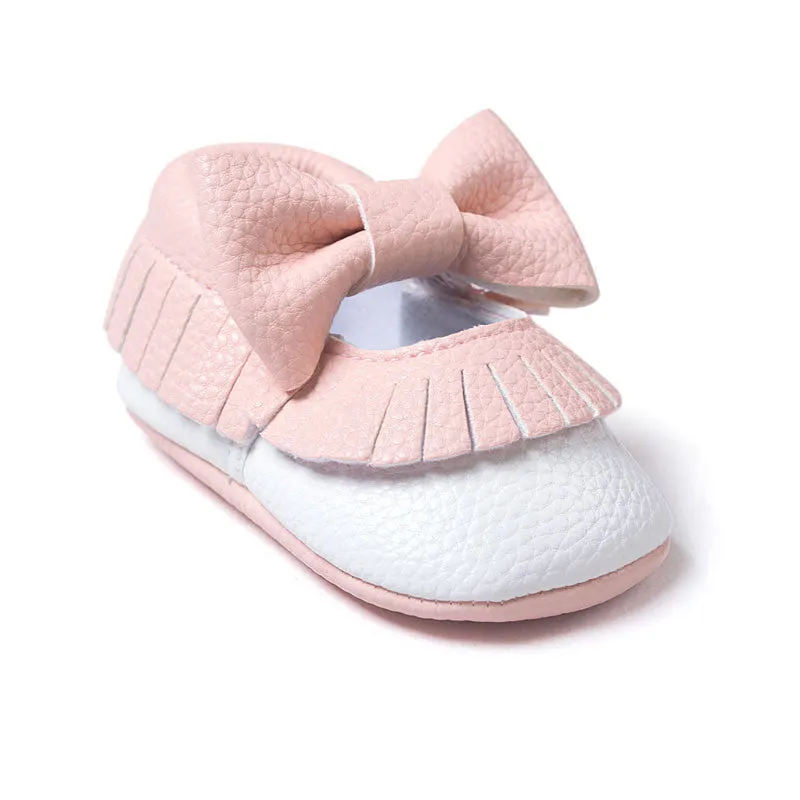 Baby Girls Mary Jane Flower Baby Shoes PU Leather Baby Moccasins Gold Bow Girls First Walker Toddler Moccs
