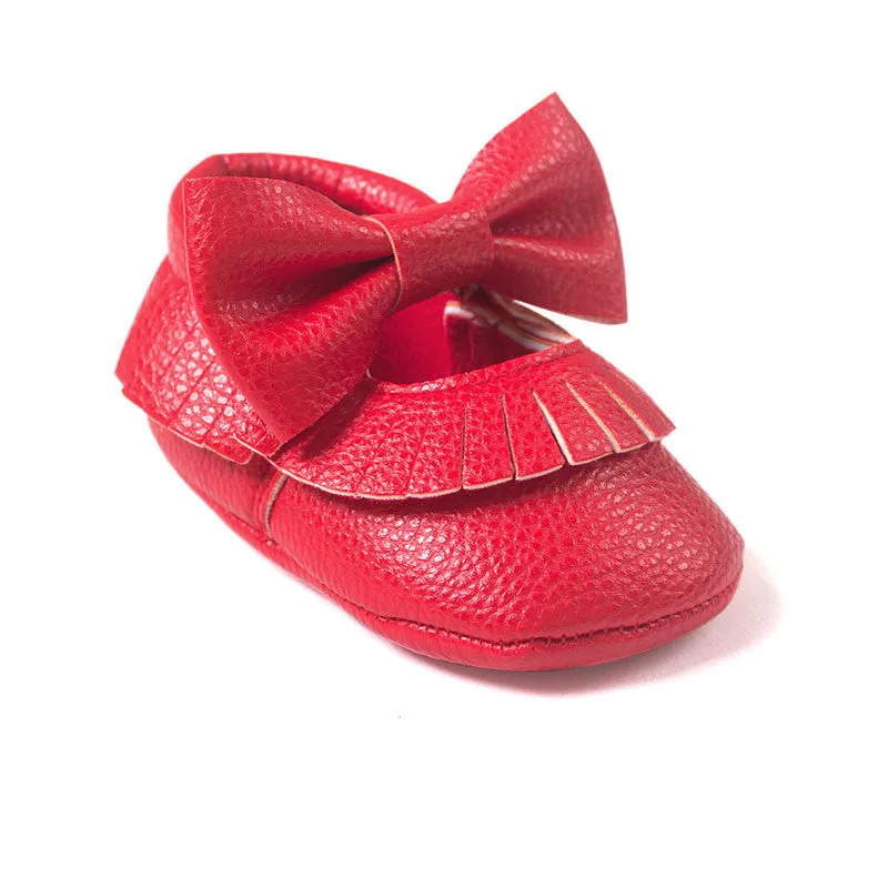 Baby Girls Mary Jane Flower Baby Shoes PU Leather Baby Moccasins Gold Bow Girls First Walker Toddler Moccs