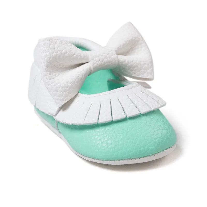 Baby Girls Mary Jane Flower Baby Shoes PU Leather Baby Moccasins Gold Bow Girls First Walker Toddler Moccs