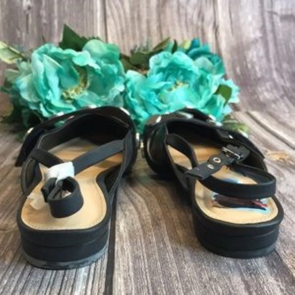 BAR III Josee Black Studded Slingback Mules 7M