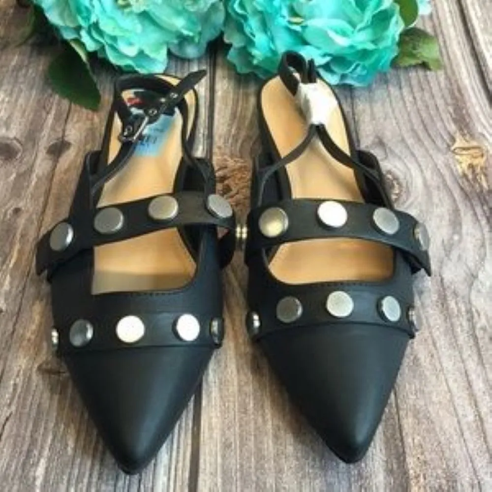 BAR III Josee Black Studded Slingback Mules 7M