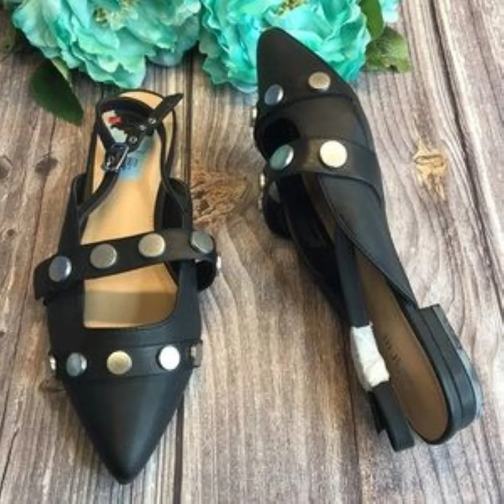 BAR III Josee Black Studded Slingback Mules 7M