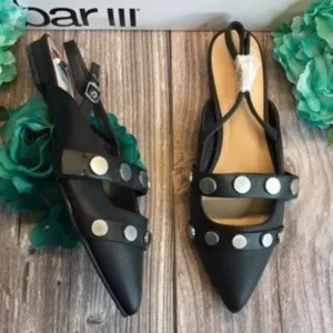 BAR III Josee Black Studded Slingback Mules 7M