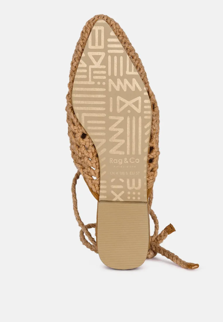 Bartsi Handwoven Cotton Tie Up Mule Flats By Ruw