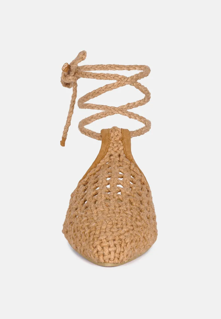 Bartsi Handwoven Cotton Tie Up Mule Flats By Ruw