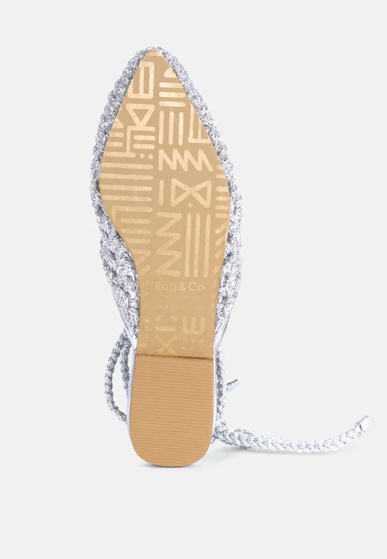 Bartsi Handwoven Cotton Tie Up Mule Flats By Ruw