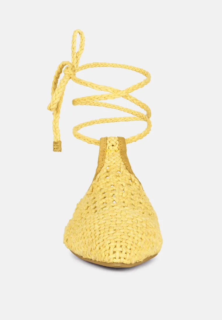 Bartsi Handwoven Cotton Tie Up Mule Flats By Ruw