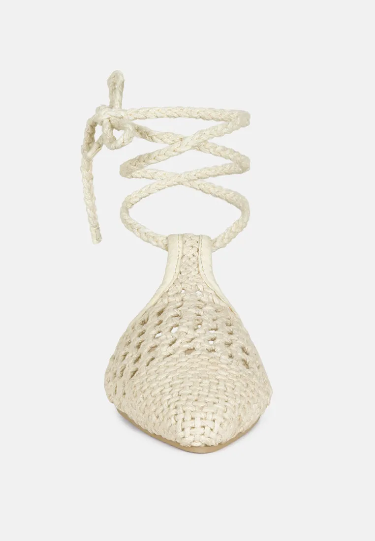 Bartsi Handwoven Cotton Tie Up Mule Flats By Ruw