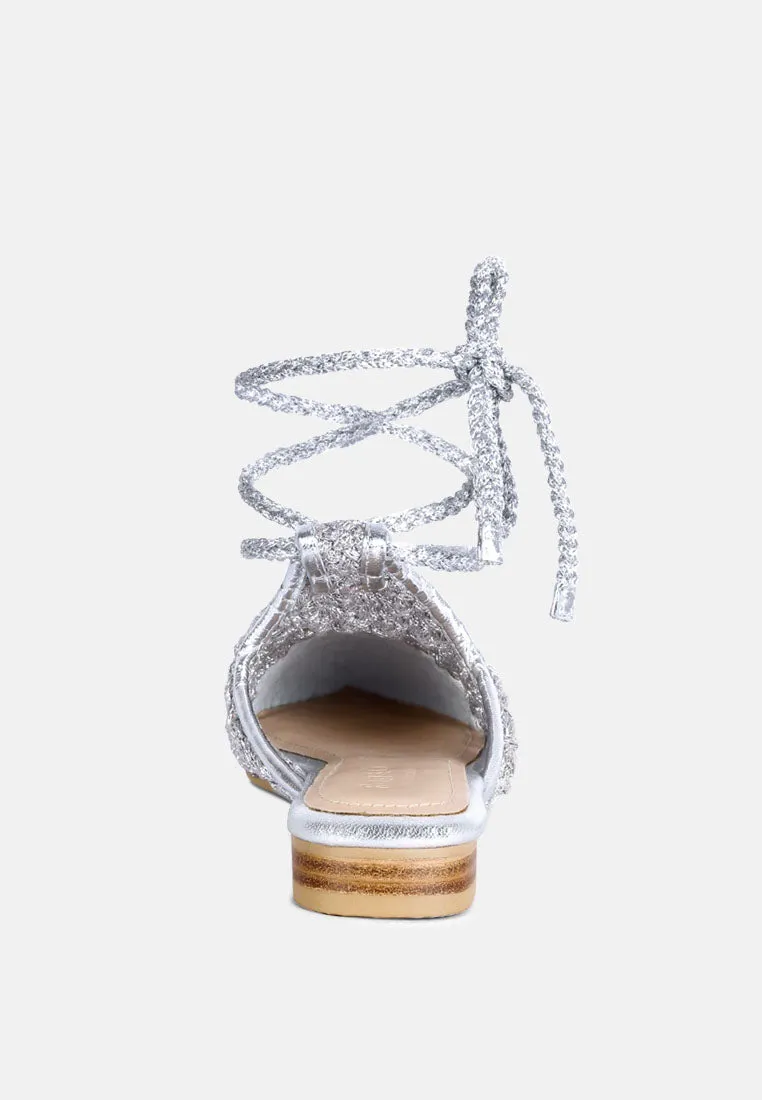 Bartsi Handwoven Cotton Tie Up Mule Flats By Ruw
