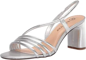 Bella Vita Women's Block Heel Sandal Heeled, Silver Leather, 7