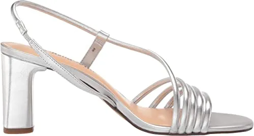 Bella Vita Women's Block Heel Sandal Heeled, Silver Leather, 7