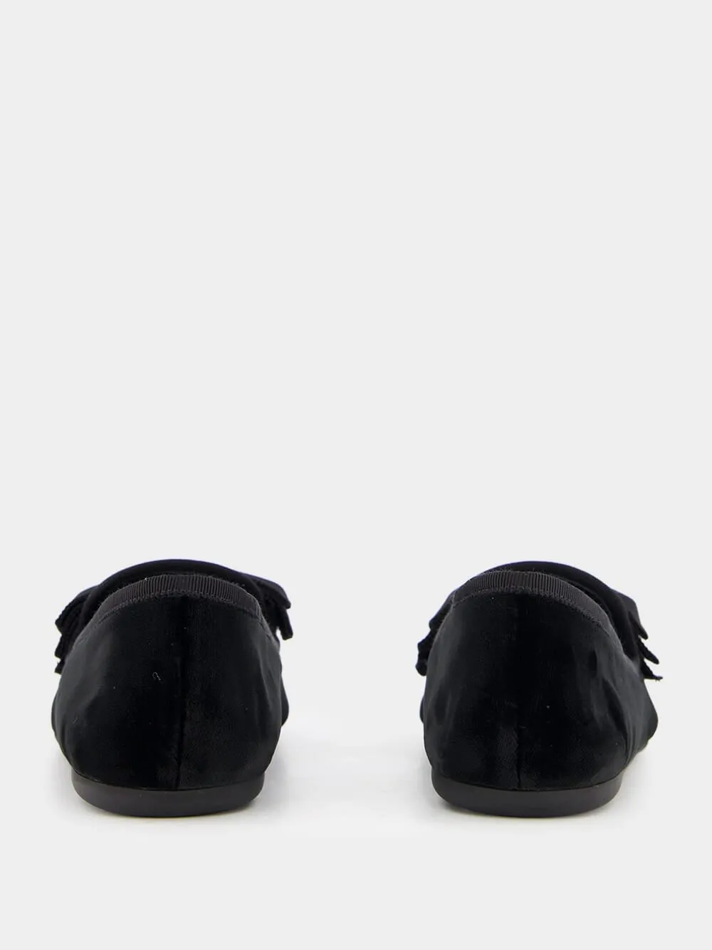 Bow-Detail Black Velvet Slippers