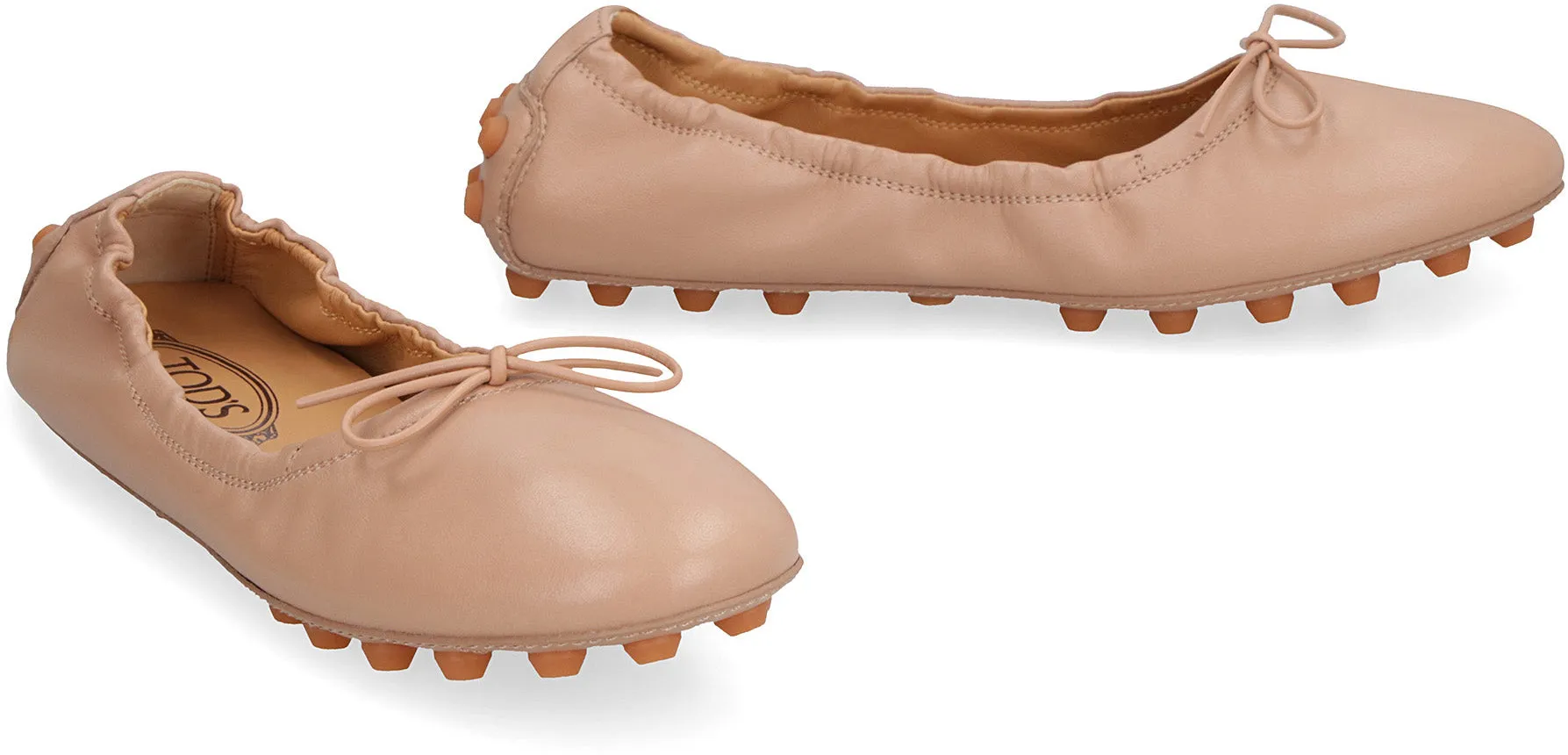 Bubble leather ballet flats