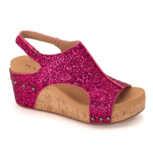 Carley - Fuchsia Glitter Wedge