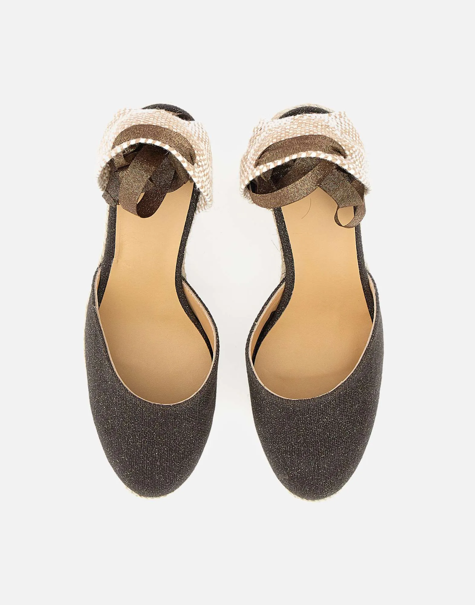 Castaner Carina Dark Brown Glitter Wedge Espadrilles