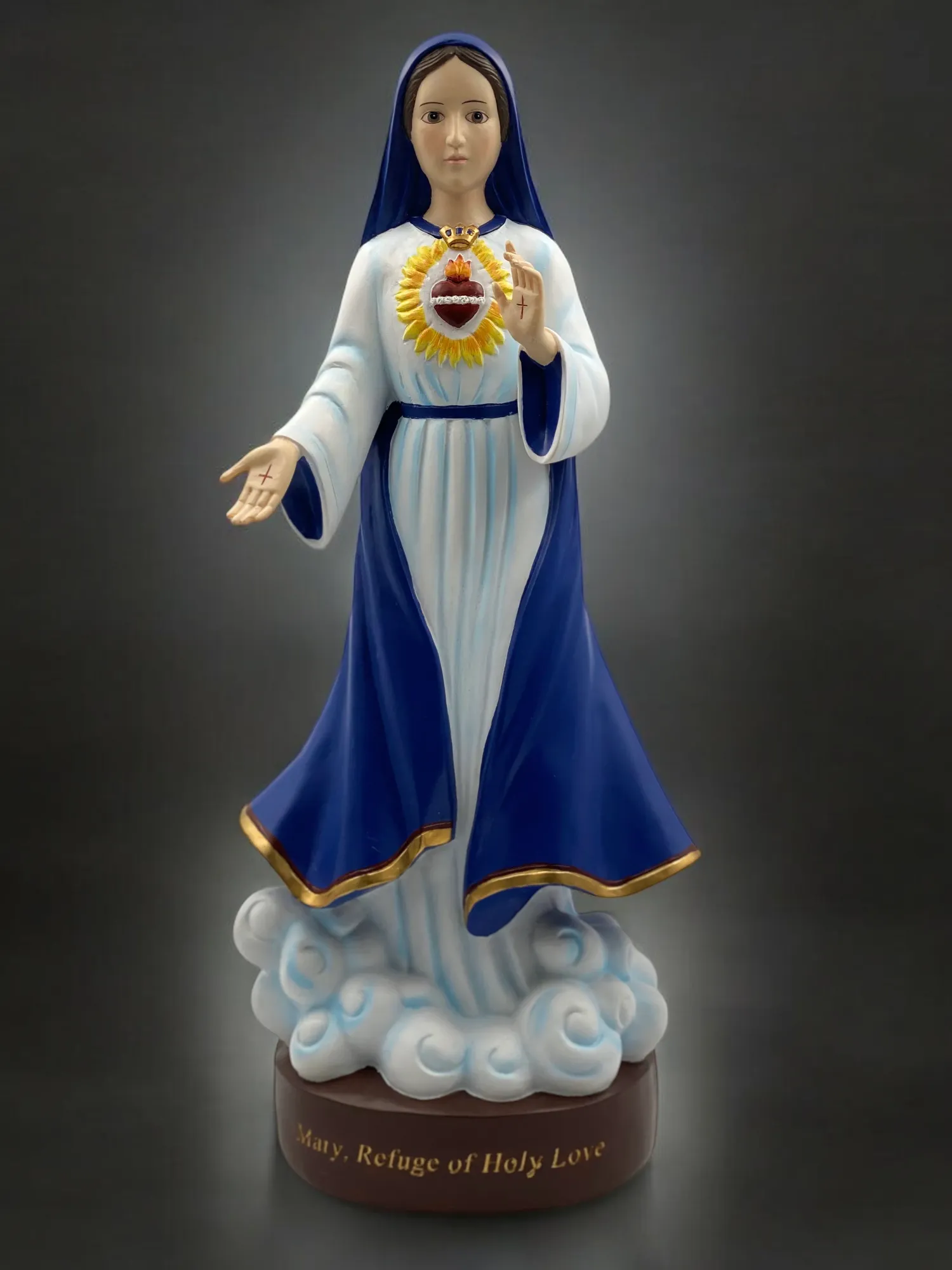 Ceramic Mother Mary Statue, Refuge of Holy Love, Religious Gift or Decor