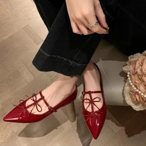 Charming Bow Mary Jane Flats | 2 Colors | Poundton
