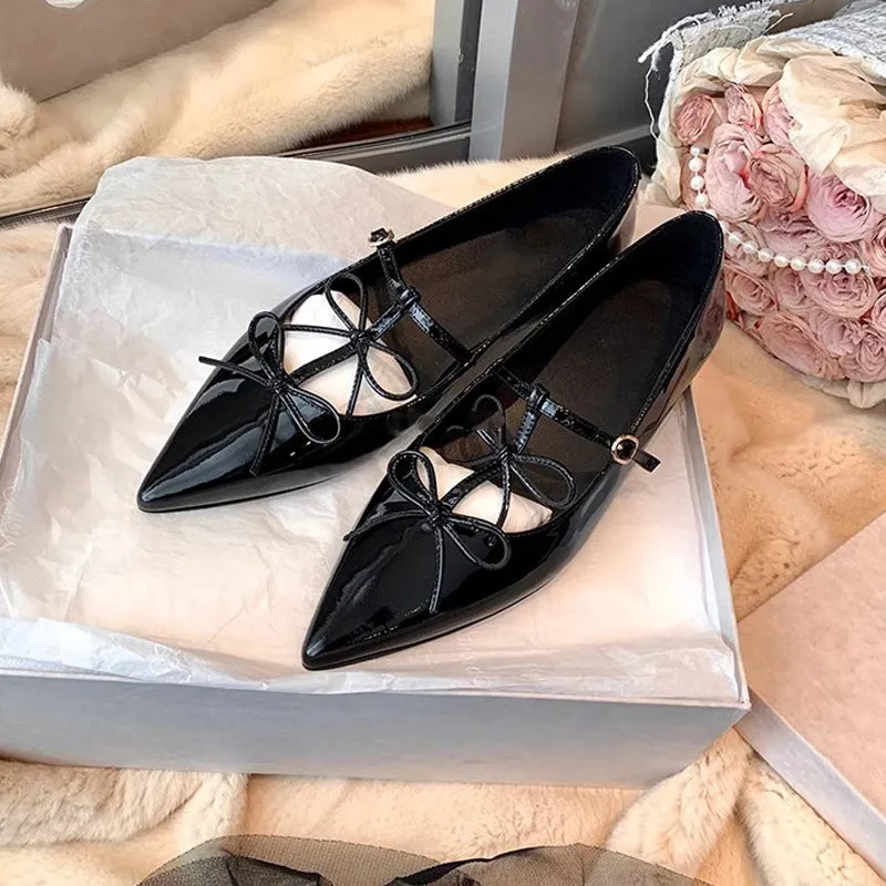 Charming Bow Mary Jane Flats | 2 Colors | Poundton