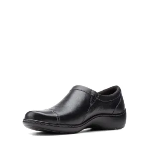 Clarks womens Cora Giny Loafer Flat, Black Tumbled/Smooth Leather, 8 US