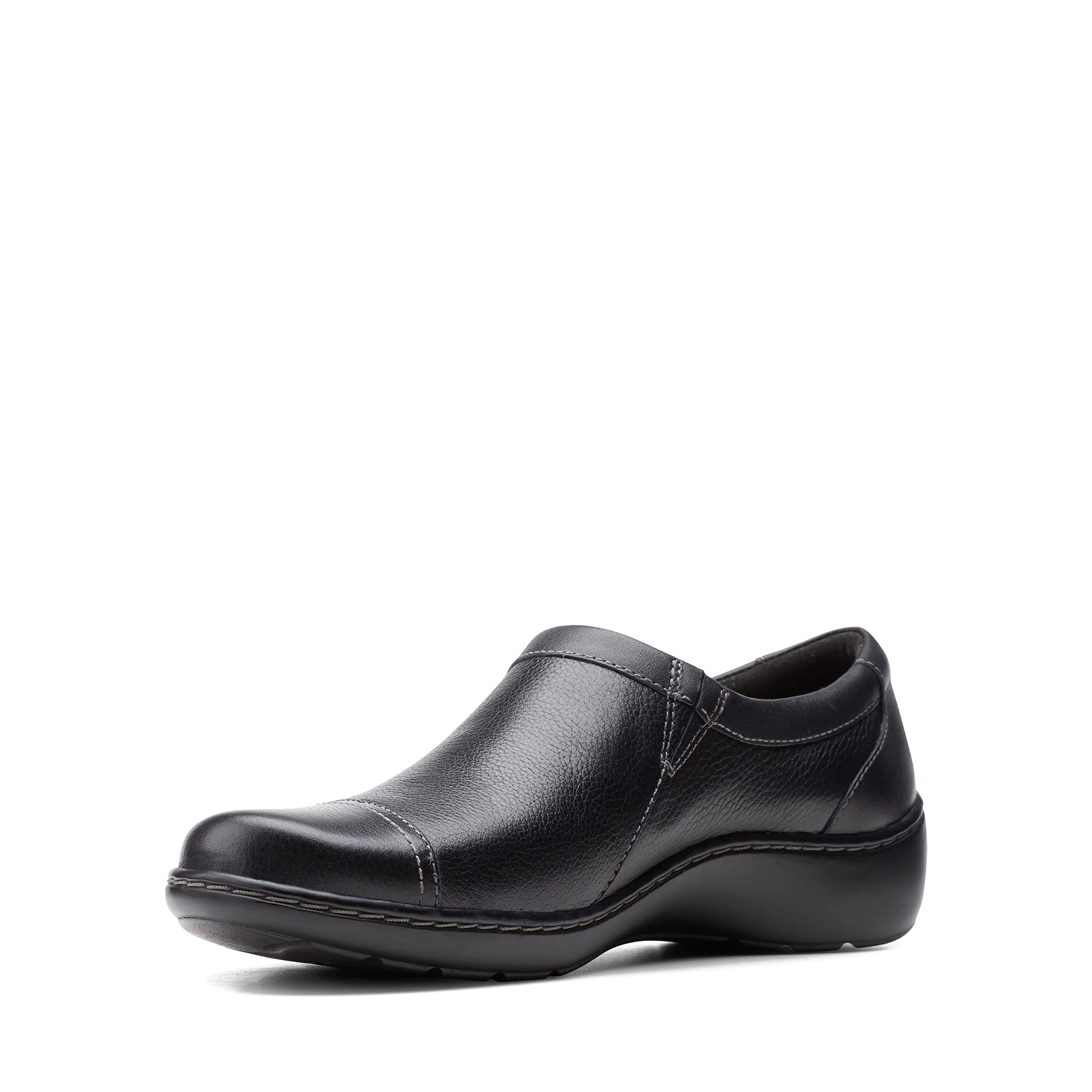 Clarks womens Cora Giny Loafer Flat, Black Tumbled/Smooth Leather, 9.5 US