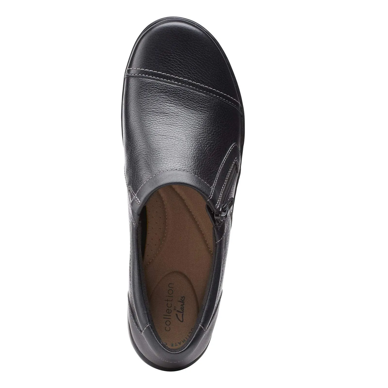 Clarks womens Cora Giny Loafer Flat, Black Tumbled/Smooth Leather, 9.5 US