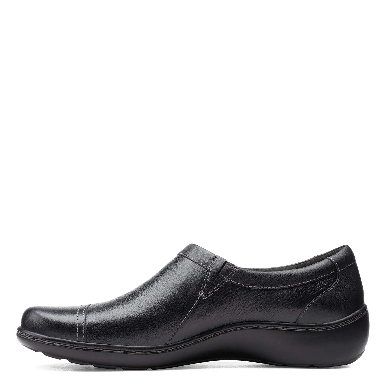 Clarks womens Cora Giny Loafer Flat, Black Tumbled/Smooth Leather, 9.5 US