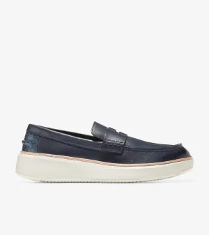 Cole Haan Men's GrandPrø Topspin Penny Loafer Navy Ink Ivory Leather C36645