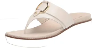 Cole Haan Women's ORIGINALGRAND Flatform Thong Sandal, Ivory Leather/Cement Footbed/Ivory Nylon Wedge, 8.5