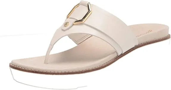 Cole Haan Women's ORIGINALGRAND Flatform Thong Sandal, Ivory Leather/Cement Footbed/Ivory Nylon Wedge, 8.5