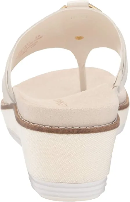 Cole Haan Women's ORIGINALGRAND Flatform Thong Sandal, Ivory Leather/Cement Footbed/Ivory Nylon Wedge, 8.5
