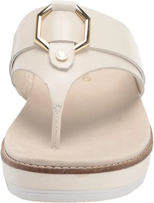 Cole Haan Women's ORIGINALGRAND Flatform Thong Sandal, Ivory Leather/Cement Footbed/Ivory Nylon Wedge, 8.5