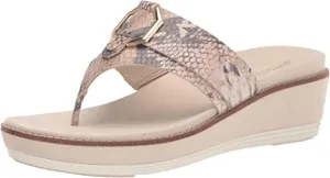 Cole Haan Women's ORIGINALGRAND Flatform Thong Sandal, Python Printed Leather/Cement Nylon Wedge/Ivory Midsole, 9