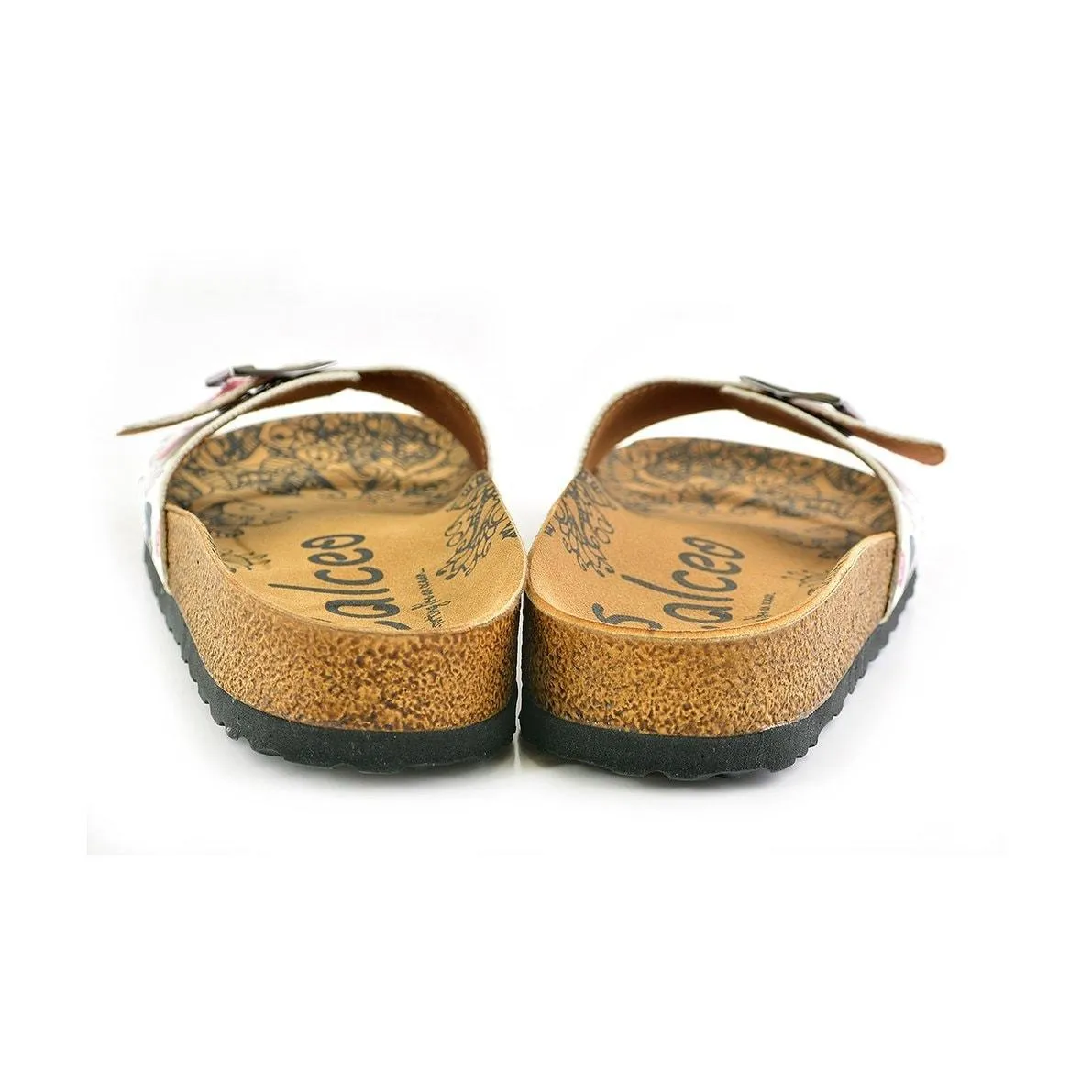 Colored Flowers and Cats Patterned Sandal - CAL906
