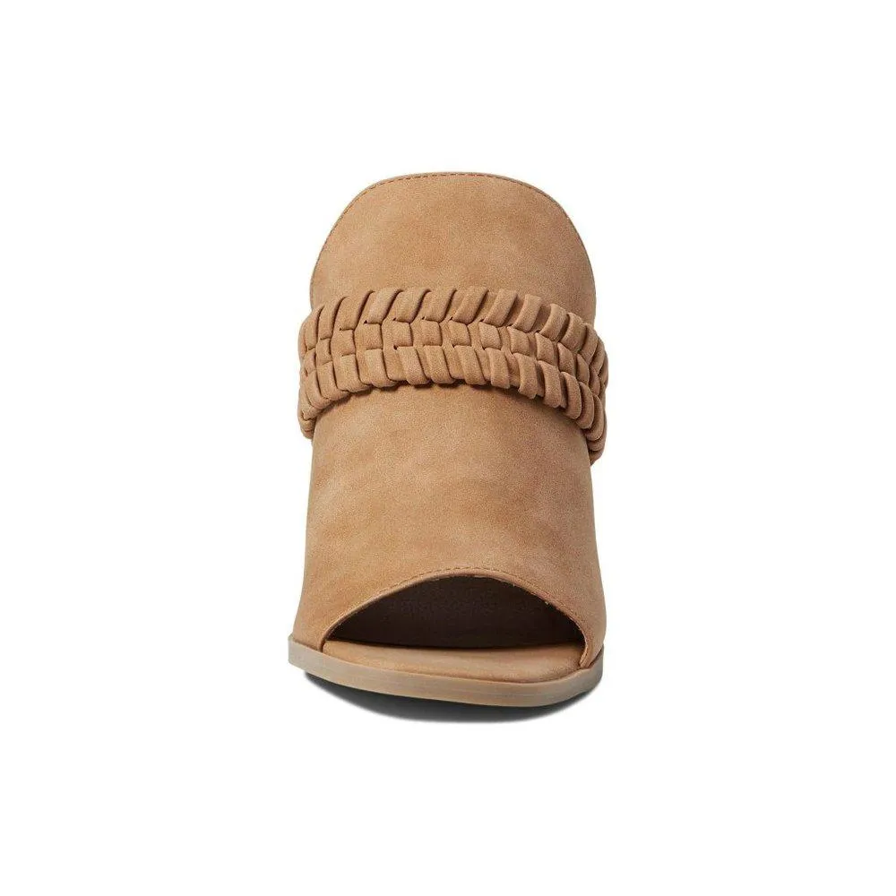 Condry Tan Heeled Mule Sandals
