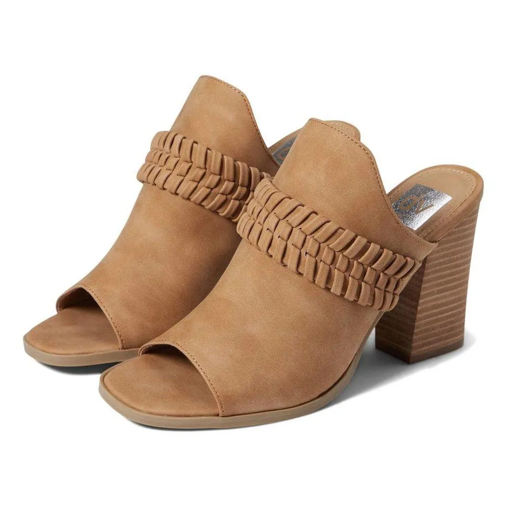 Condry Tan Heeled Mule Sandals